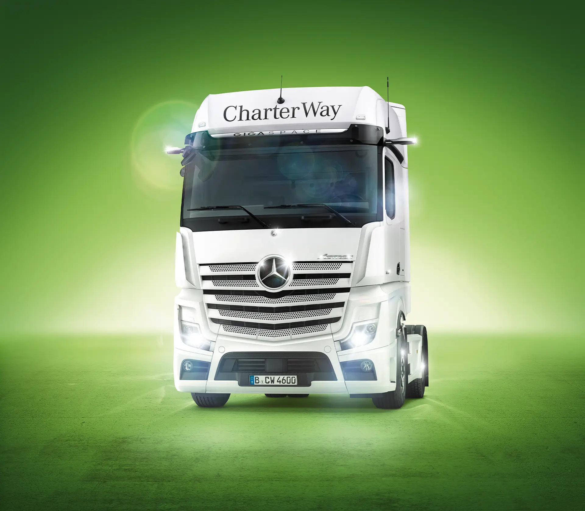 Actros als Mietfahrzeug Frontansicht