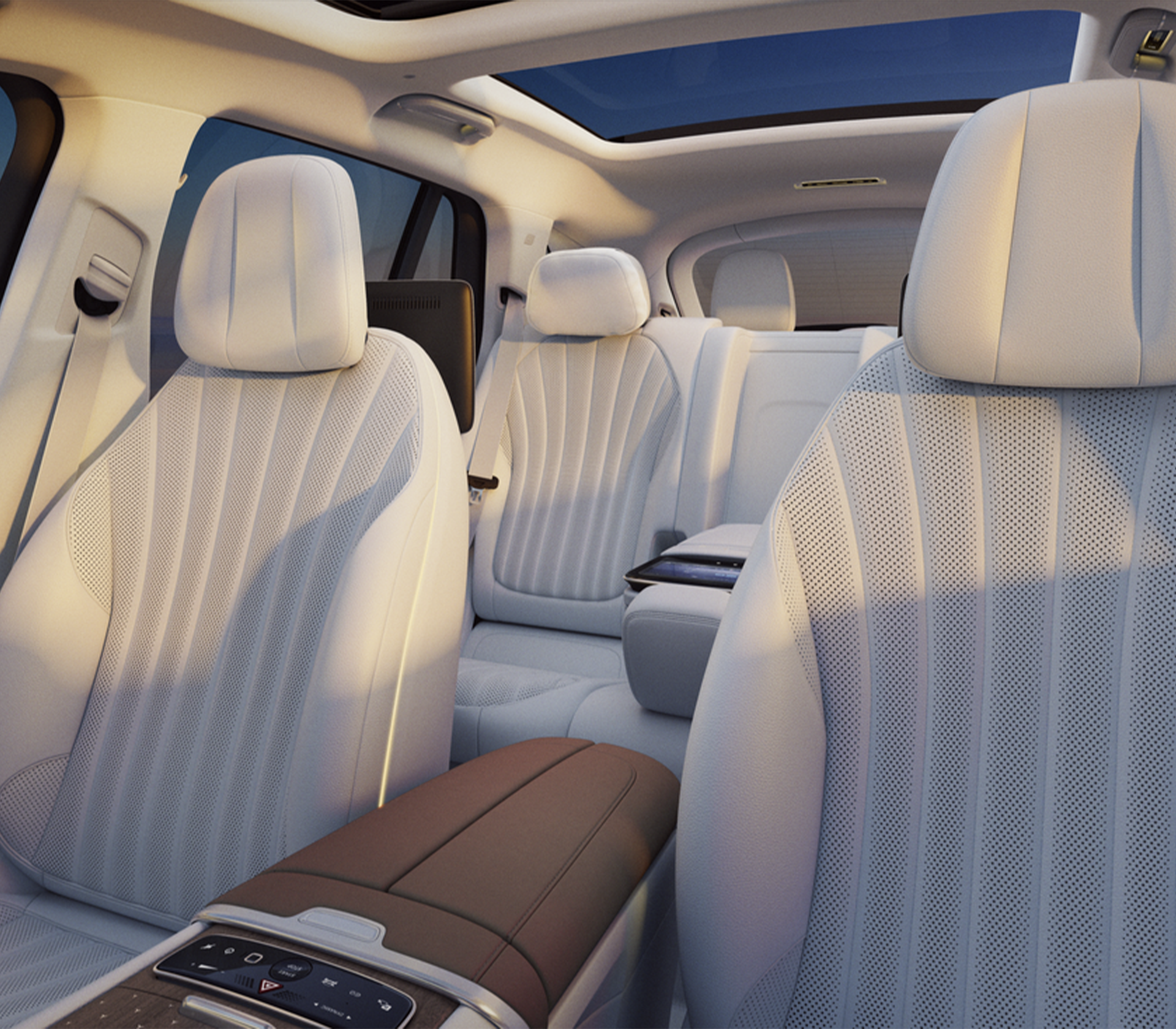 Mercedes-Benz EQS-Limousine Innenraum mit weißen Sitzen