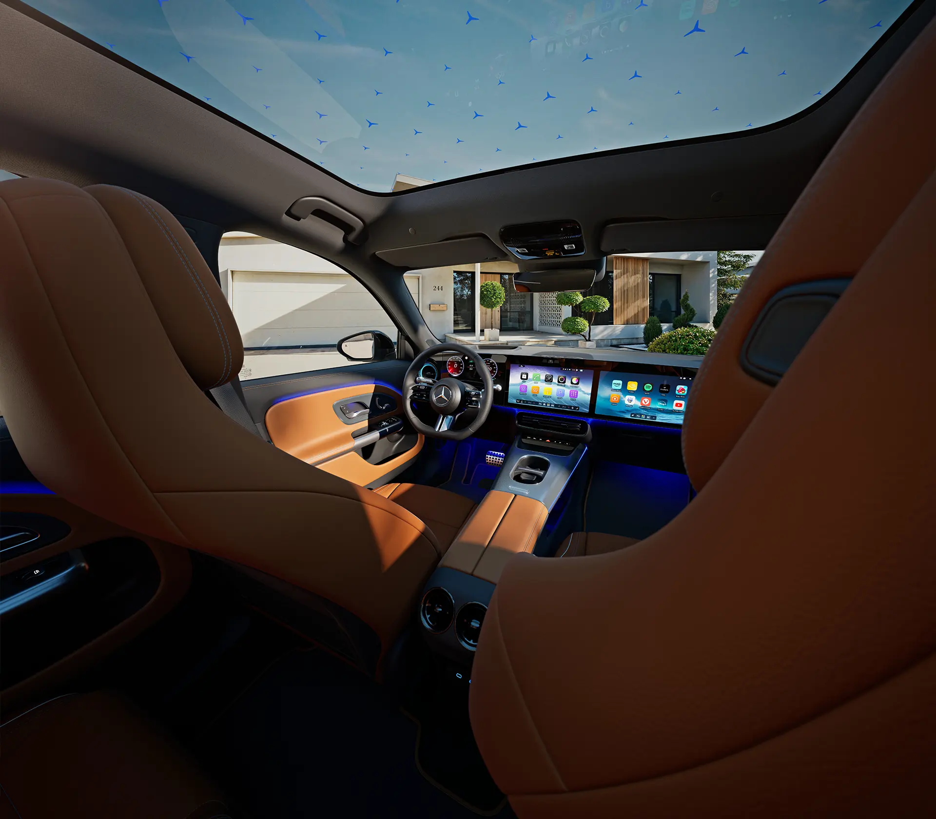 der Hyperscreen des GLB mit Sky Controll Dach