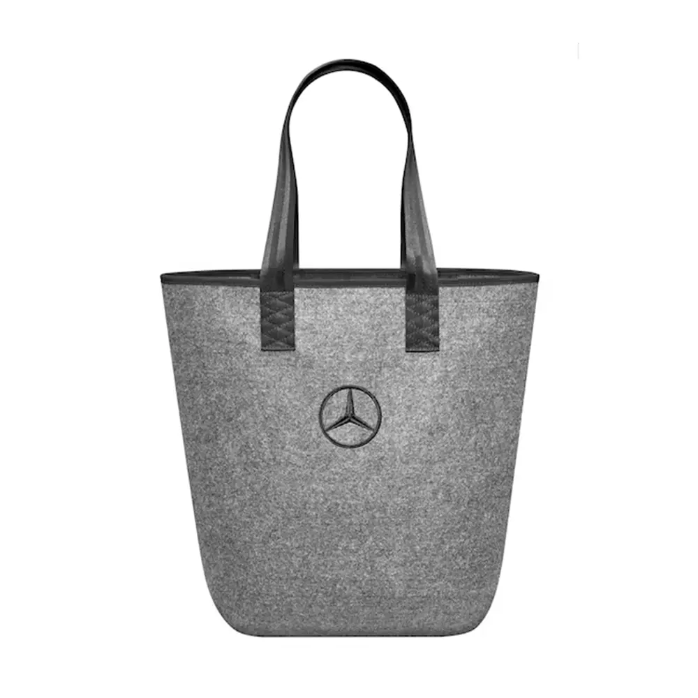 Mercedes-Benz Einkaufstasche Filz grau mit Logo und Reißverschluss