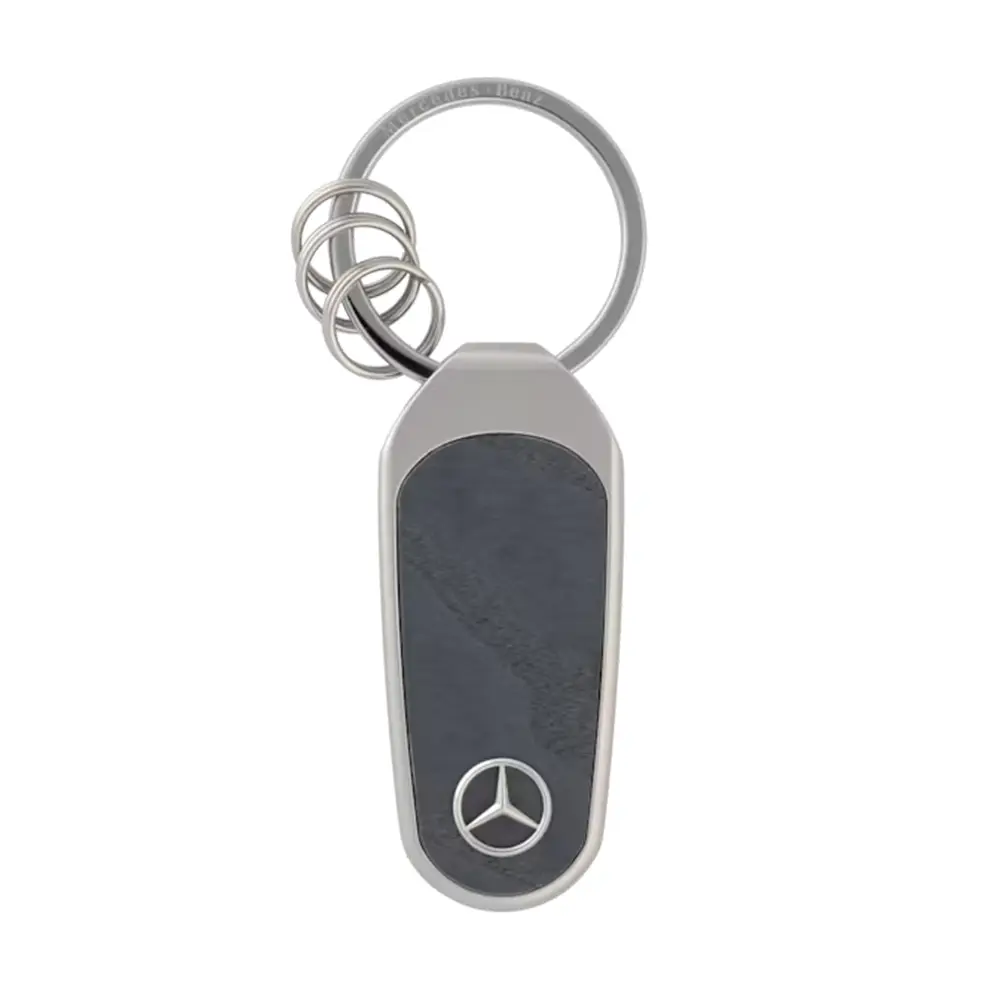 Mercedes-Benz Schlüsselanhänger aus Edelstahl mit Holz-Zierteil