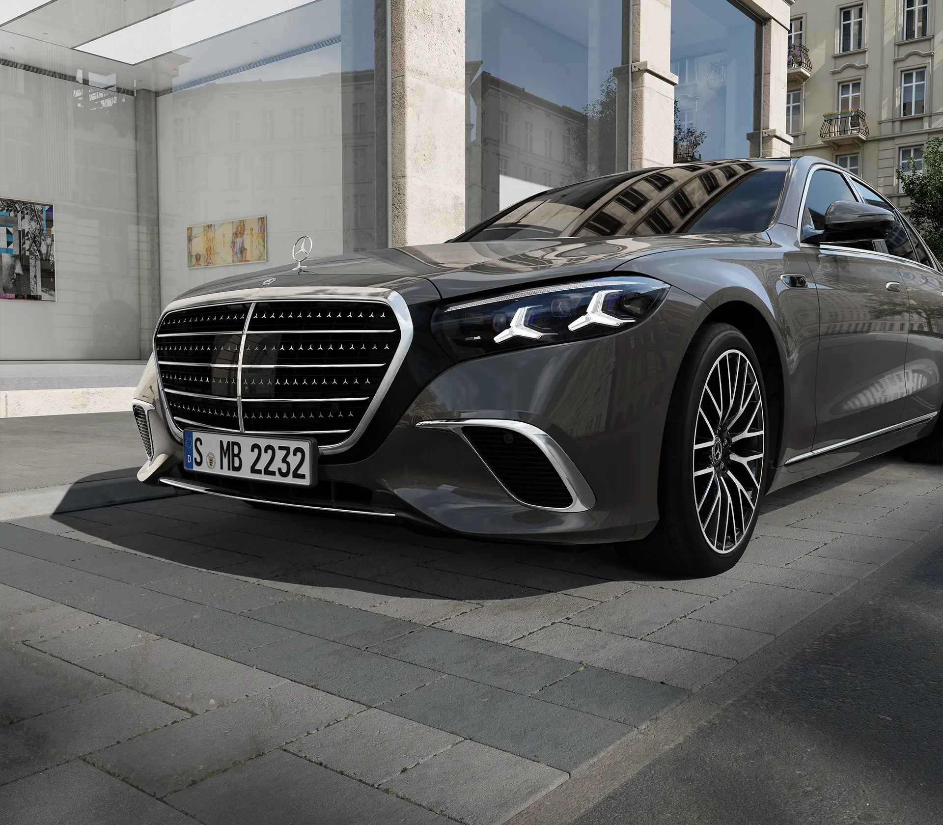 Kühlergrill der neuen S-Klasse in Grau