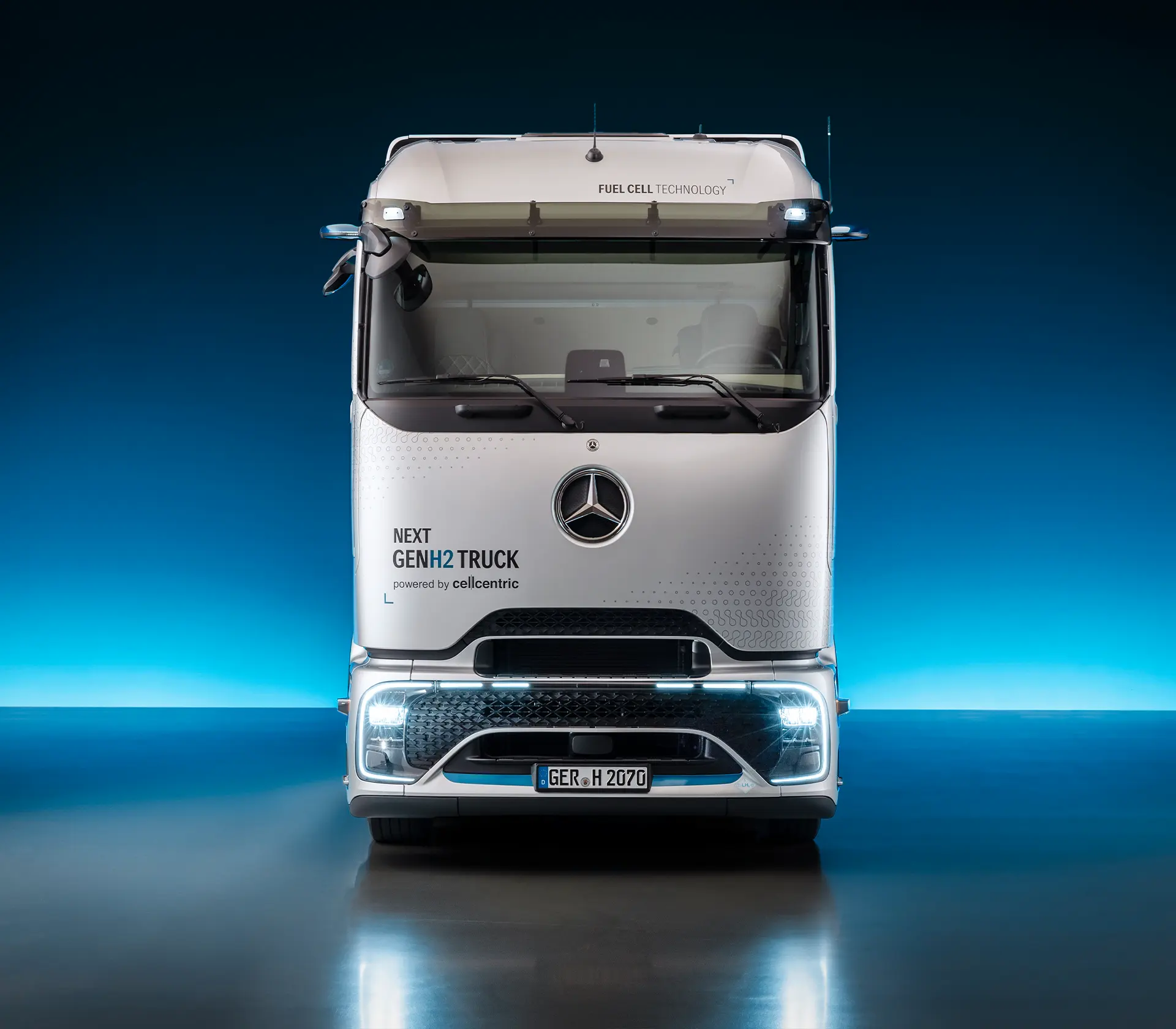 Die Frontansicht auf den NextGenH2 Truck