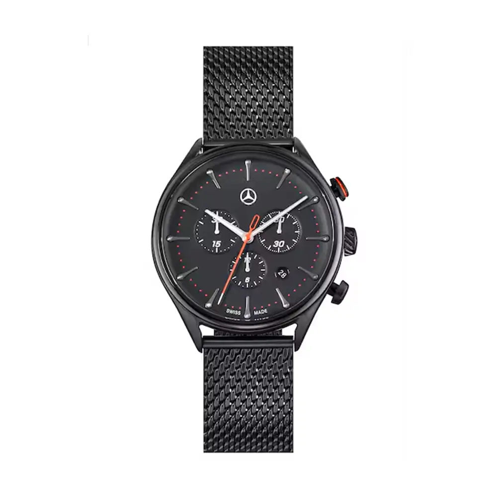 Mercedes-Benz Herren Armbanduhr Sport Fashion schwarz/orange Edelstahl