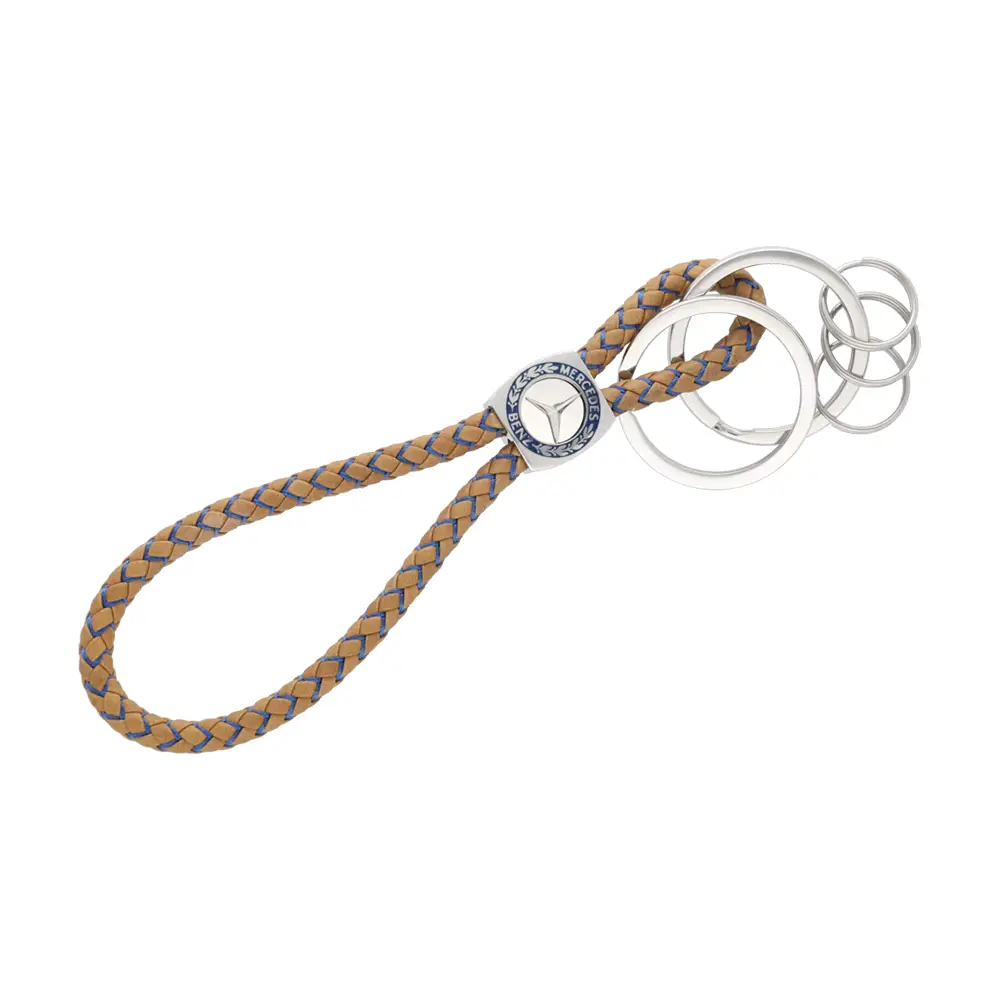 Mercedes-Benz Schlüsselanhänger CLASSIC Elegance cognac/blau Leder/Nylon