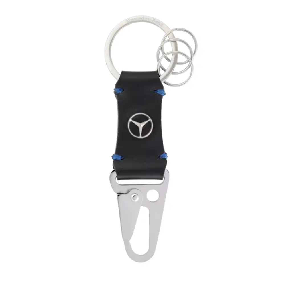 Mercedes-Benz Schlüsselanhänger mit Karabiner aus Leder schwarz/blau