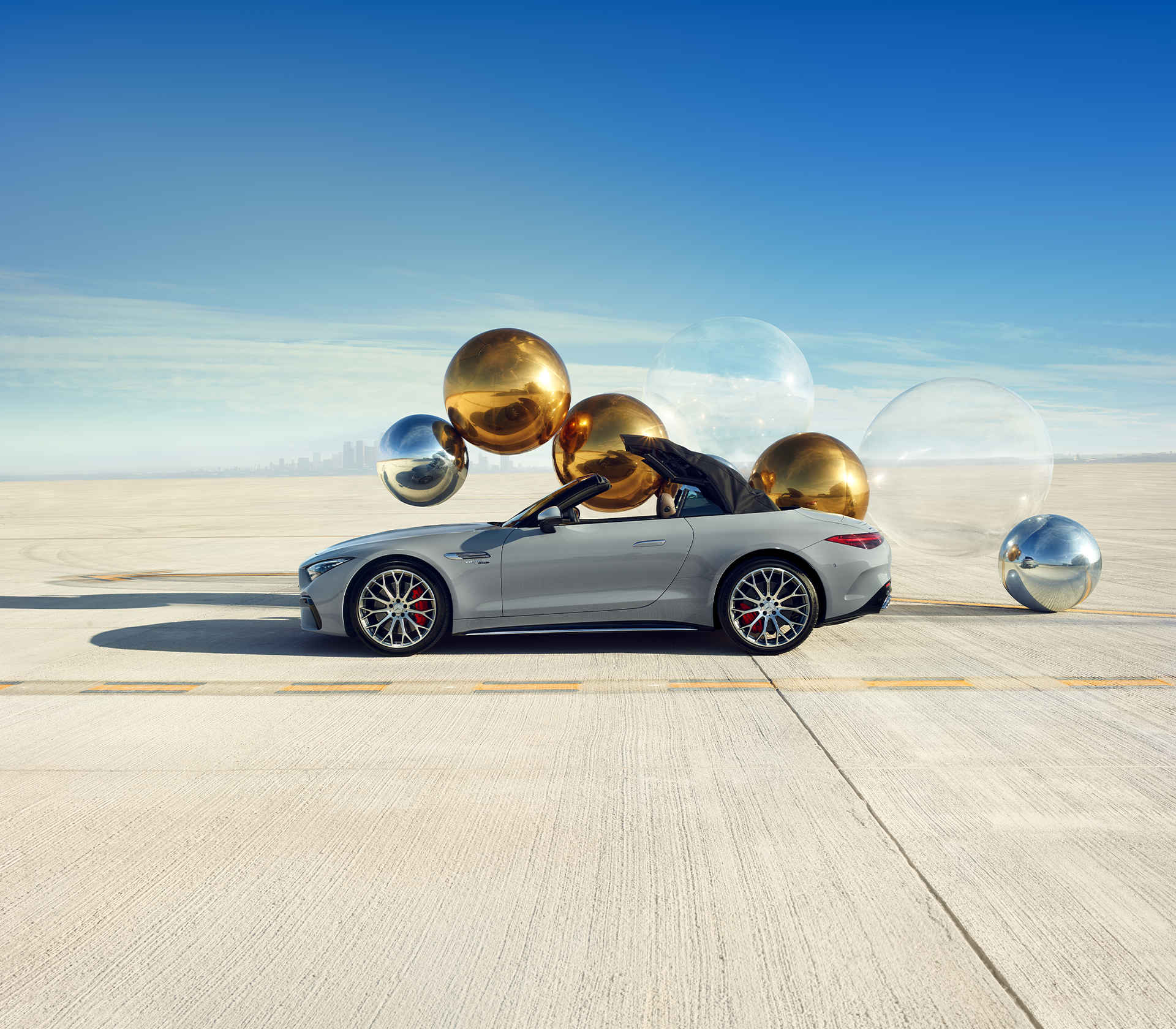 SL Roadster in grau Seitenansicht