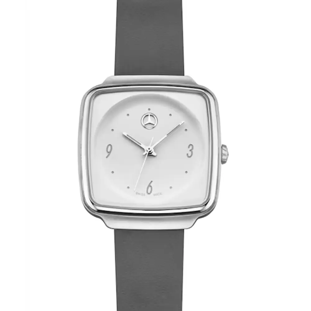 Mercedes-Benz Damen-Armbanduhr, Edelstahl & Kalbsleder, modern