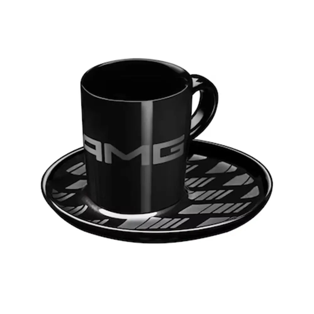 Mercedes-AMG Espressotassen 2er-Set Porzellan, Schwarz glänzend