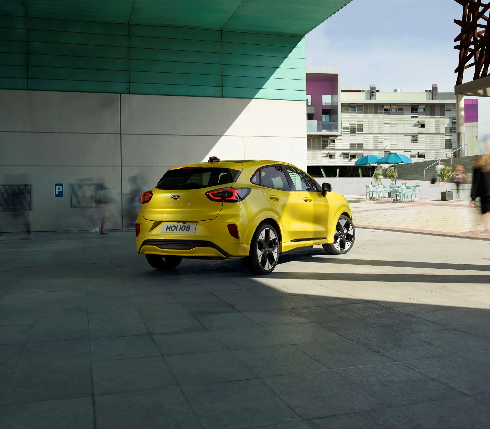 Heckansicht auf den gelben Puma Gen-e