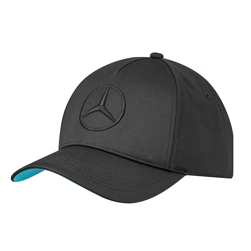 Mercedes-Benz 5-Panel-Cap Schwarz/Türkis mit Mesh-Details