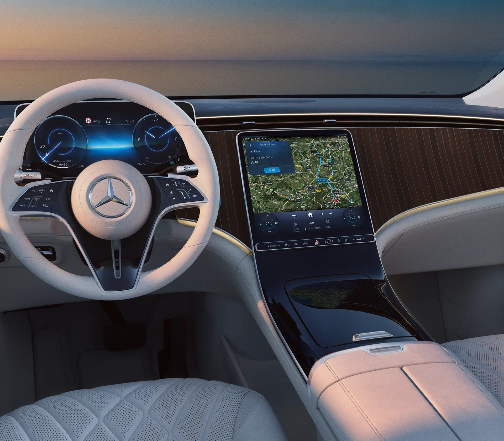 Ansicht der Navigation im Bildschimr eines Mercedes-Benz
